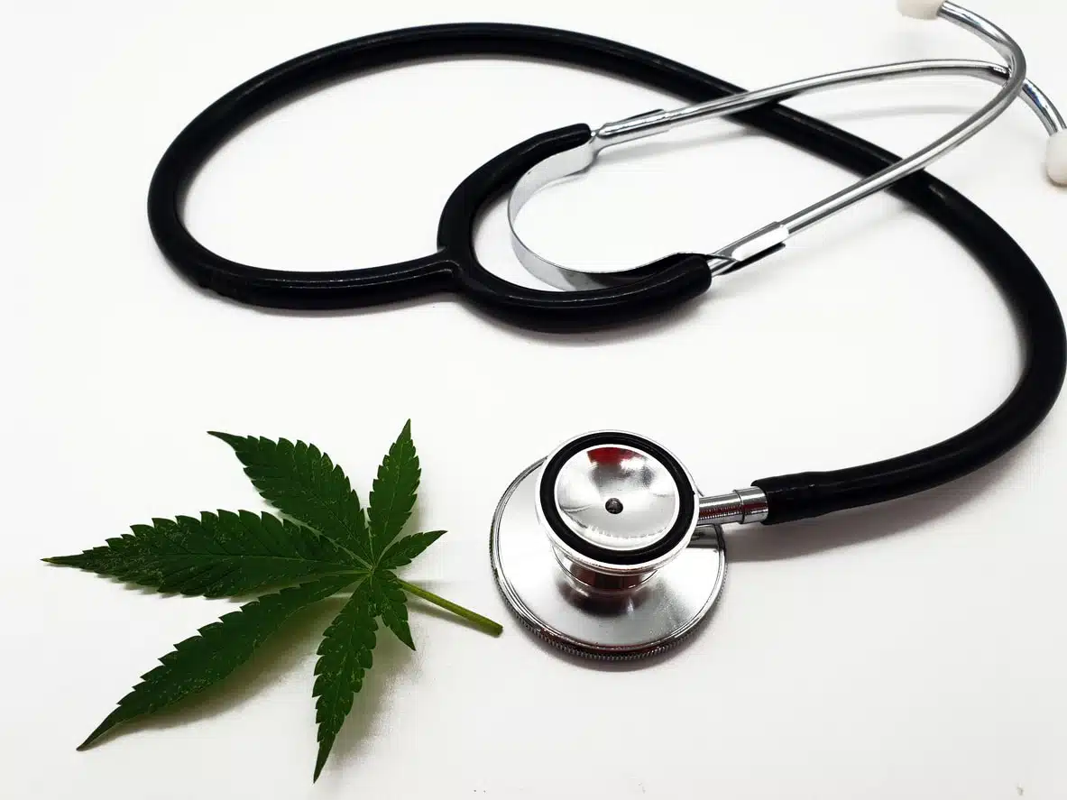 Medical cannabis from a doctor on a white background